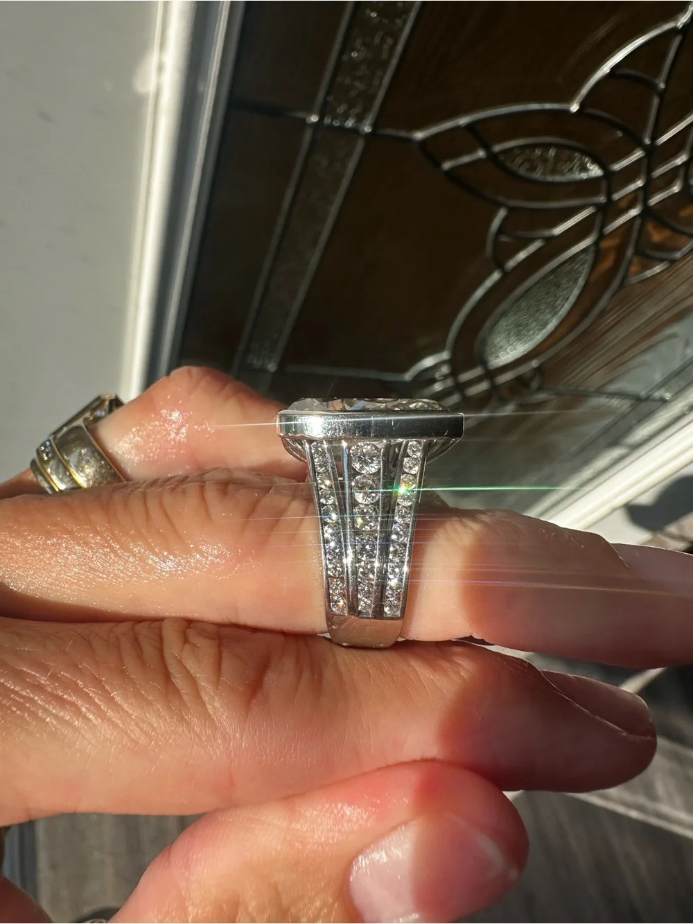 10k white gold Lab grown diamond ring all stones are lab this ring is beautiful!